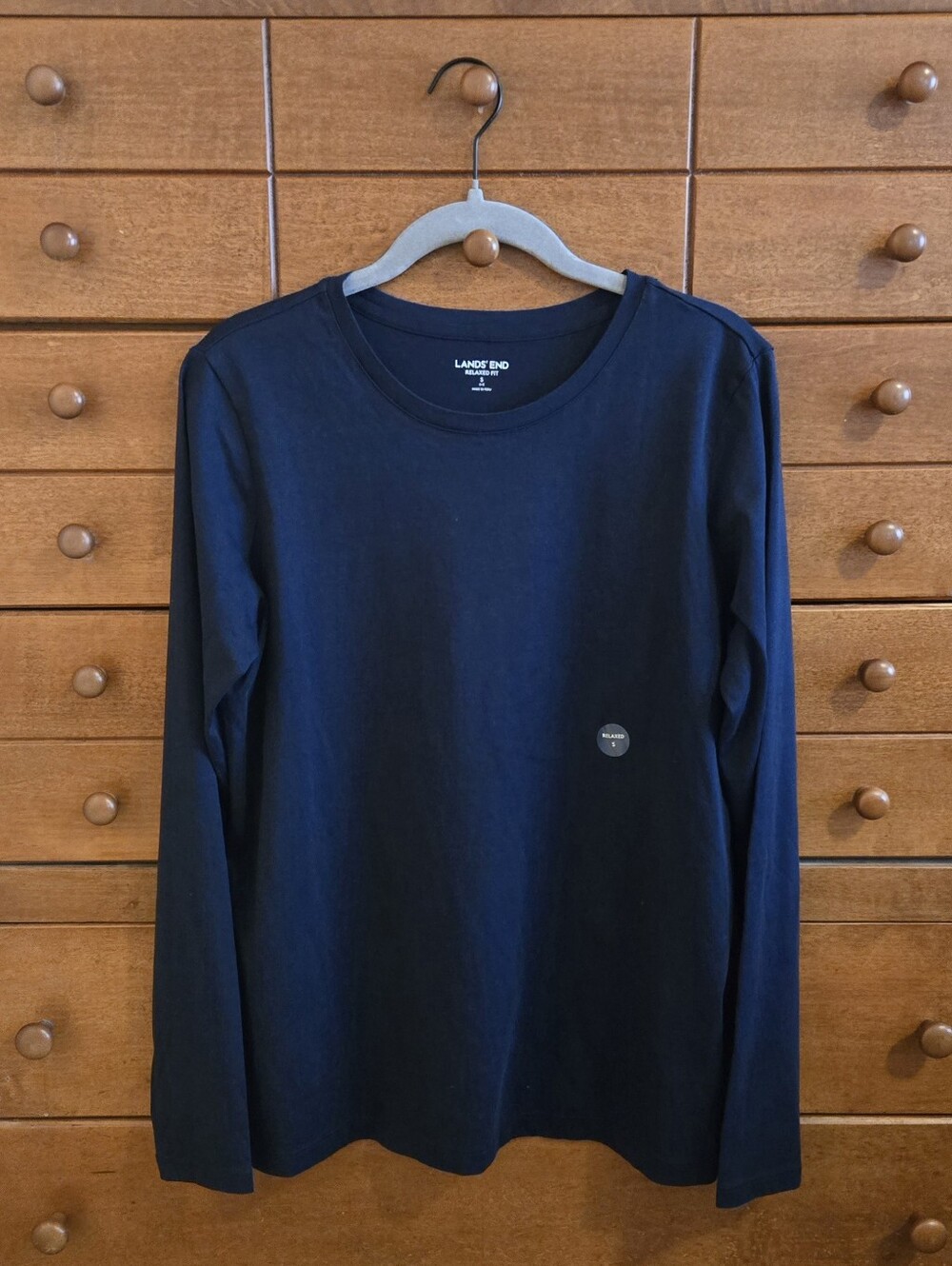 Lands' End Navy Long Sleeve Crew Neck Shirt Sz Small